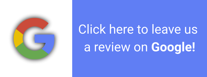 Google multicolored G icon with the message 'Click here to leave us a review on Google.'